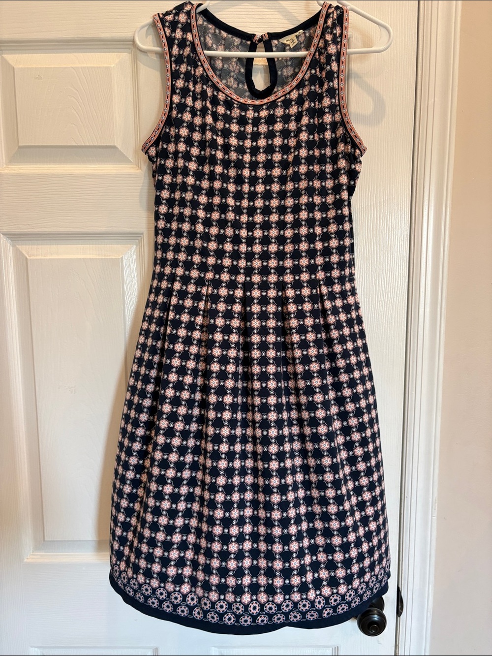 Max Studio Navy Dress with Pink Medallion Print